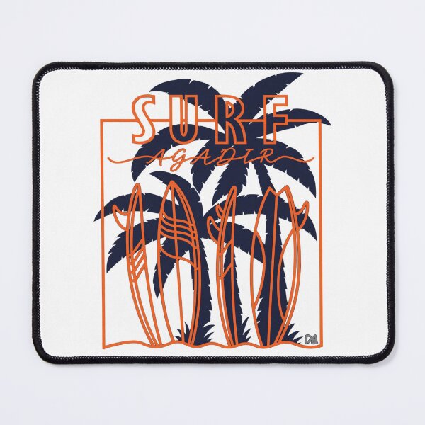 Item preview, Surf Agadir Morocco Surfboards Palm Trees Orange Navy Beach Graphic designed and sold by DesignArtist.ia.