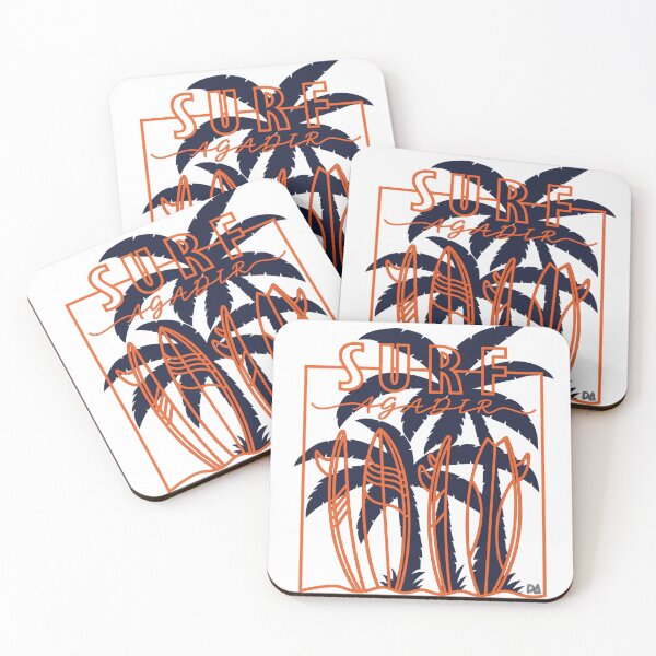 Item preview, Surf Agadir Morocco Surfboards Palm Trees Orange Navy Beach Graphic designed and sold by DesignArtist.ia.