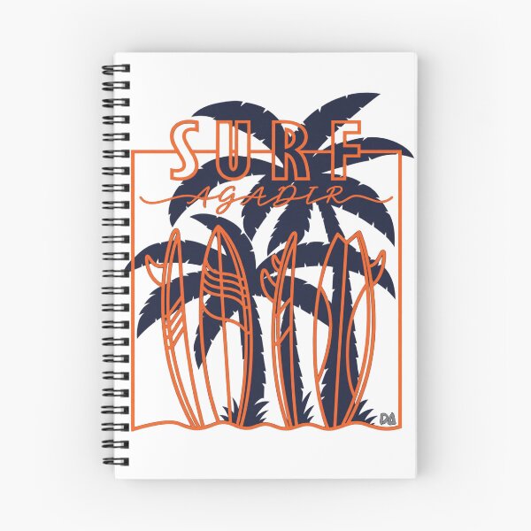 Item preview, Surf Agadir Morocco Surfboards Palm Trees Orange Navy Beach Graphic designed and sold by DesignArtist.ia.