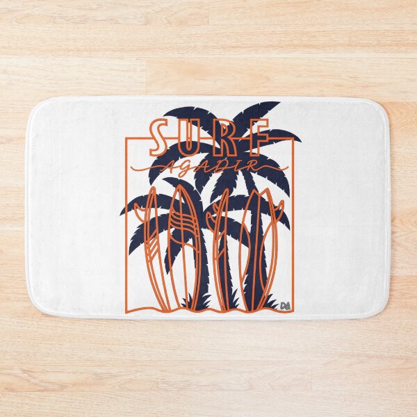 Item preview, Surf Agadir Morocco Surfboards Palm Trees Orange Navy Beach Graphic designed and sold by DesignArtist.ia.