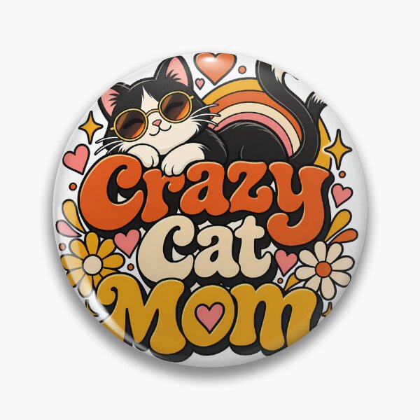 Item preview, Retro Crazy Cat Mom 70s Aesthetic designed and sold by Stickers Hub HUB.