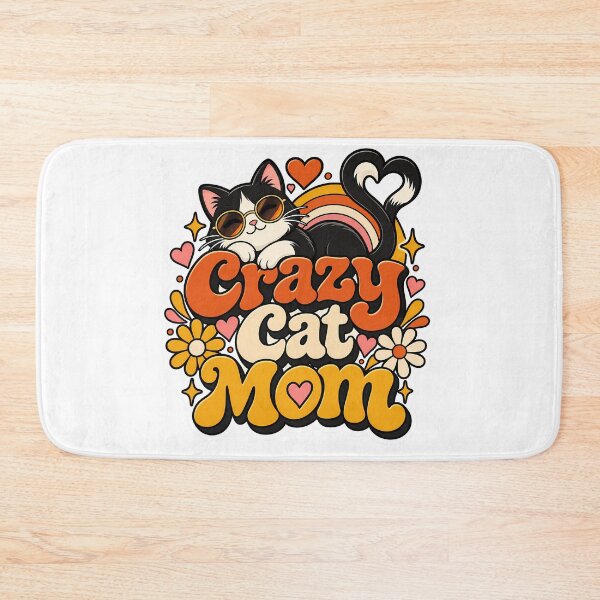 Item preview, Retro Crazy Cat Mom 70s Aesthetic designed and sold by Stickers Hub HUB.