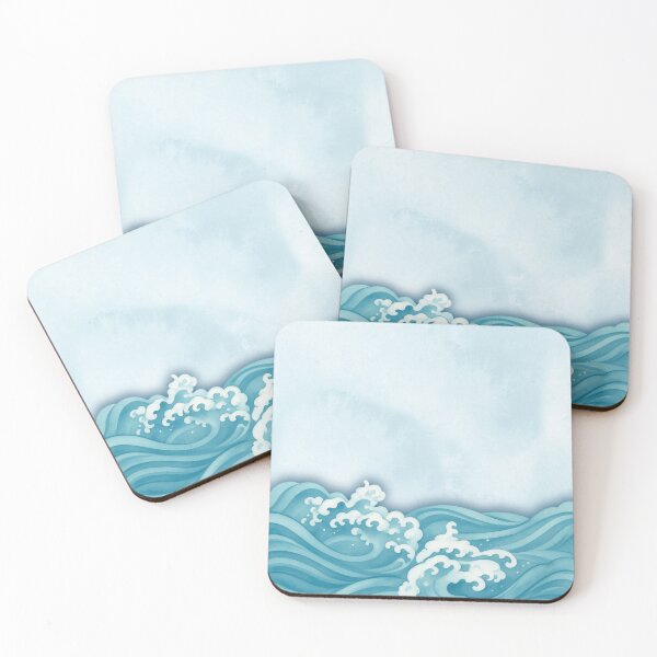 Item preview, Watercolor Ocean Waves Background with Soft Blue Sea Foam designed and sold by Harsha Pinjani.