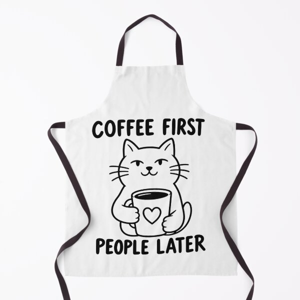 Item preview, Coffee First People Later Cute Cat Holding Coffee Mug T-Shirt designed and sold by konfikkonfik.