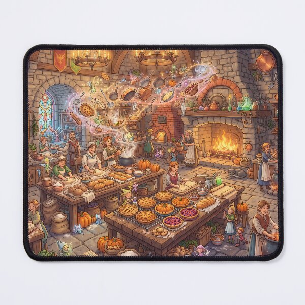 Item preview, Magical Castle Kitchen & House Elves Baking - Cozy Fantasy Art designed and sold by KreonaTime.