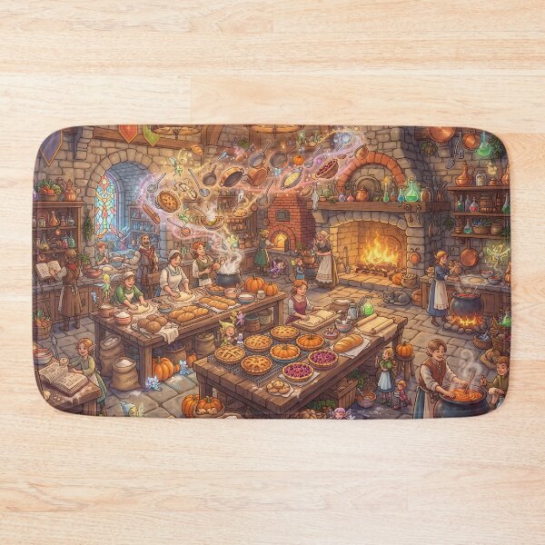 Item preview, Magical Castle Kitchen & House Elves Baking - Cozy Fantasy Art designed and sold by KreonaTime.