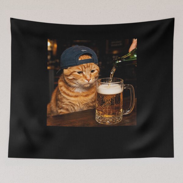 Item preview, Cat Drinking Beer Vintage meme designed and sold by suhairee-studio.