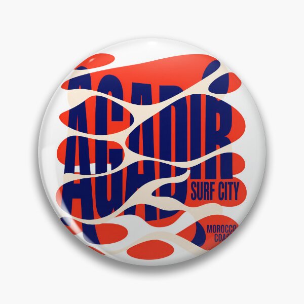 Item preview, Agadir Surf City Morocco Coast Retro Psychedelic Waves Red Navy Graphic designed and sold by DesignArtist.ia.