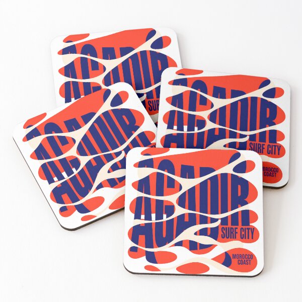 Item preview, Agadir Surf City Morocco Coast Retro Psychedelic Waves Red Navy Graphic designed and sold by DesignArtist.ia.