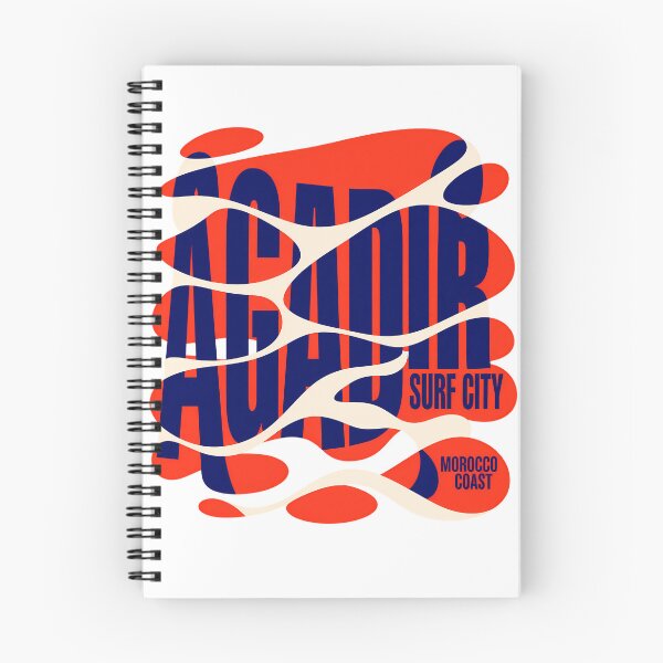 Item preview, Agadir Surf City Morocco Coast Retro Psychedelic Waves Red Navy Graphic designed and sold by DesignArtist.ia.