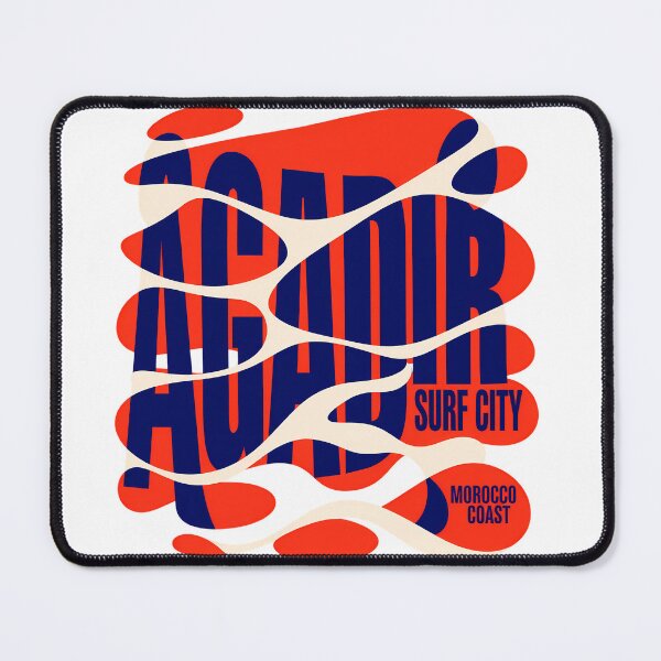 Item preview, Agadir Surf City Morocco Coast Retro Psychedelic Waves Red Navy Graphic designed and sold by DesignArtist.ia.