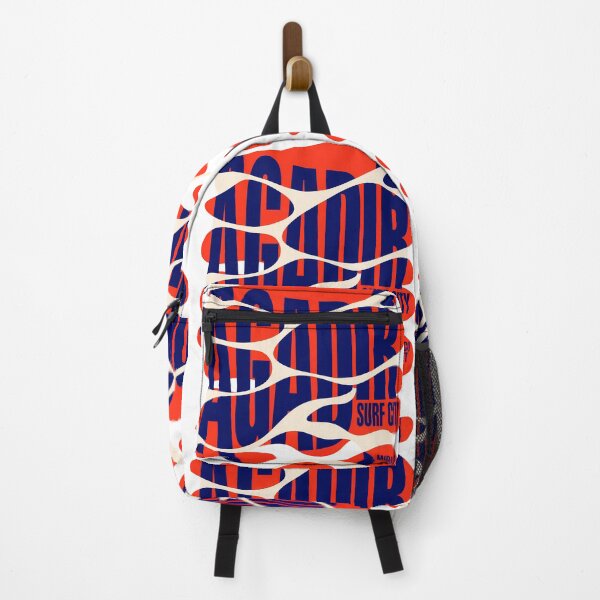 Item preview, Agadir Surf City Morocco Coast Retro Psychedelic Waves Red Navy Graphic designed and sold by DesignArtist.ia.