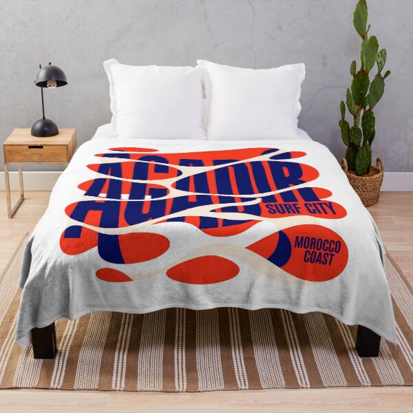 Item preview, Agadir Surf City Morocco Coast Retro Psychedelic Waves Red Navy Graphic designed and sold by DesignArtist.ia.