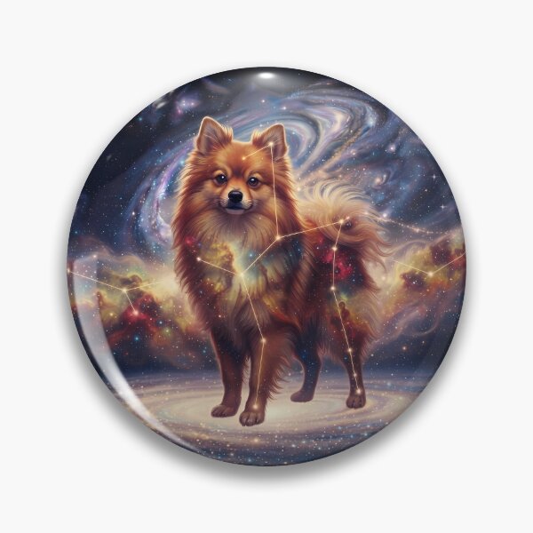 Item preview, Cosmic Fox Pomeranian: The Stellar Guardian & Amber Nebula Soul designed and sold by SOOstudio73.