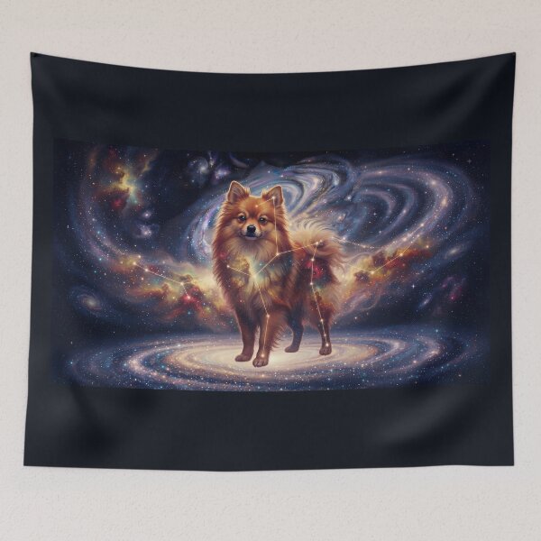 Item preview, Cosmic Fox Pomeranian: The Stellar Guardian & Amber Nebula Soul designed and sold by SOOstudio73.