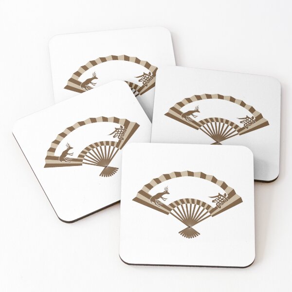 Item preview, Japanese deer folding fan with kanji designed and sold by Onigirineko .