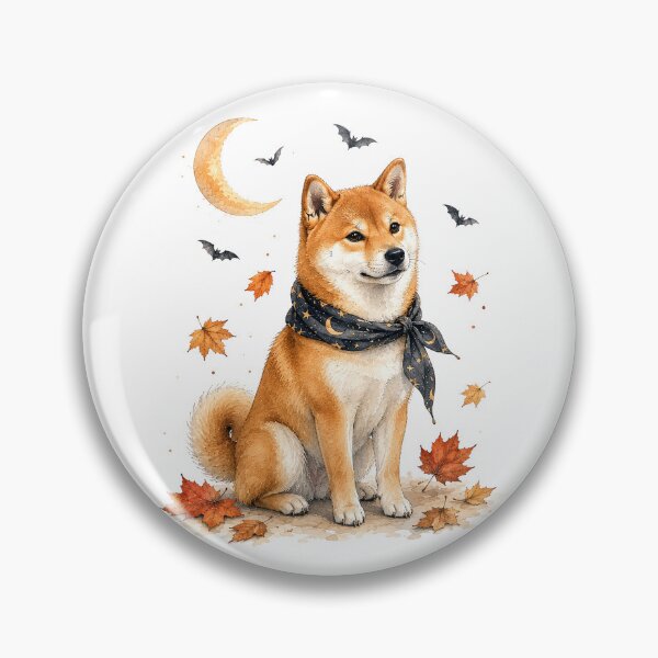 Item preview, Shiba Inu Under a Crescent Moon | Cozy Halloween Dog designed and sold by PAPIRO SIGLO XXI.