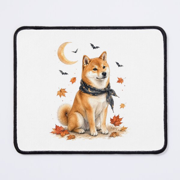 Item preview, Shiba Inu Under a Crescent Moon | Cozy Halloween Dog designed and sold by PAPIRO SIGLO XXI.