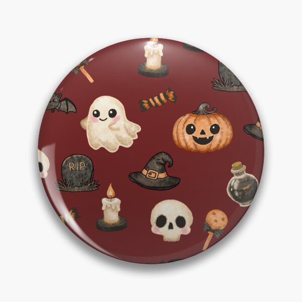 Item preview, Cute Watercolor Spooky Halloween Pattern on Deep Burgundy designed and sold by Potattoo.
