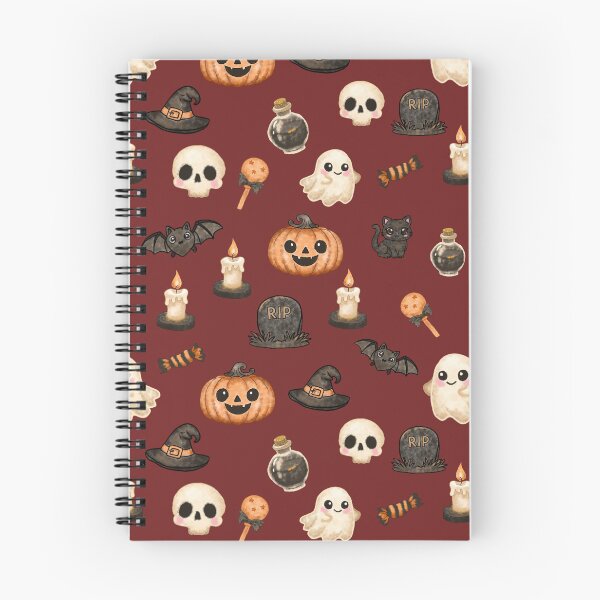 Item preview, Cute Watercolor Spooky Halloween Pattern on Deep Burgundy designed and sold by Potattoo.