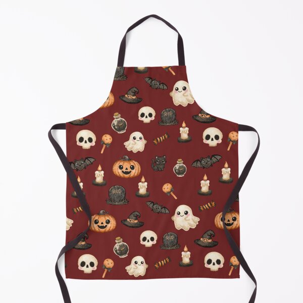 Item preview, Cute Watercolor Spooky Halloween Pattern on Deep Burgundy designed and sold by Potattoo.