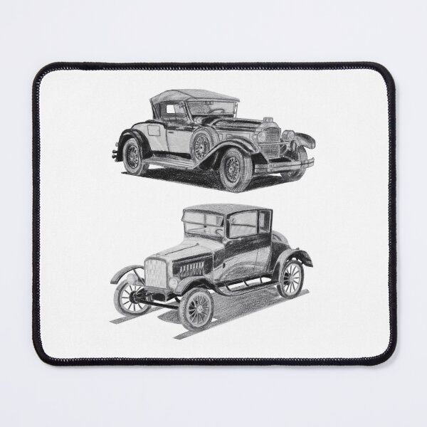 Item preview, Vintage Retro Classic Cars Hand Drawn Pencil Sketch designed and sold by URSM.