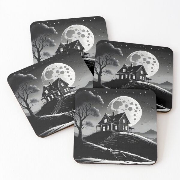 Item preview, Moonlit House on the Hill - Gothic Night Art designed and sold by ARabbitHole.