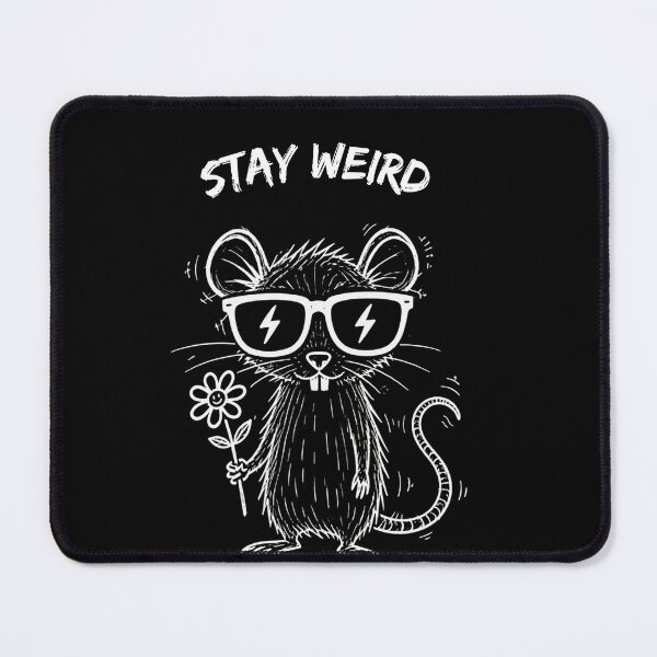 Item preview, Stay Weird Rat T-Shirt – Funny Rat with Sunglasses Doodle, Cute Weird Animal Shirt, Punk Indie Gift designed and sold by SakuraHQ.