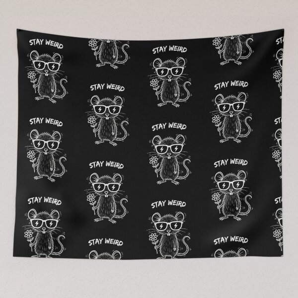 Item preview, Stay Weird Rat T-Shirt – Funny Rat with Sunglasses Doodle, Cute Weird Animal Shirt, Punk Indie Gift designed and sold by SakuraHQ.