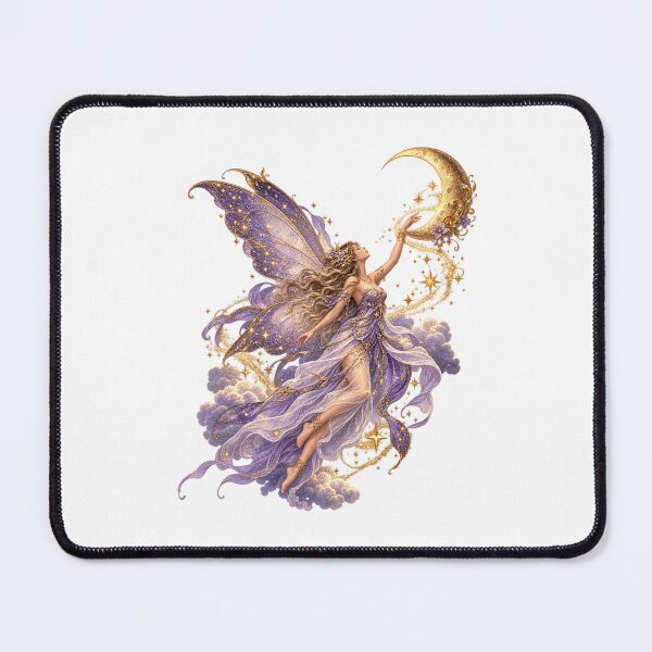 Item preview, Ethereal Moon Fairy Floating Among Stars and Stardust Celestial Fantasy Magical Wings Enchanted Night Sky Art designed and sold by SOUFIANE1991.