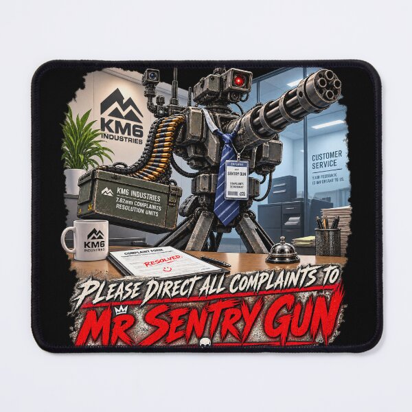 Item preview, Please Direct All Complaints to Mr Sentry Gun – Tactical Office Humor designed and sold by KissMy6 Industries.