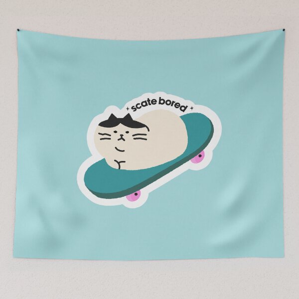 Item preview, Scate Bored Funny Cat Skateboarding Pun designed and sold by Miaou Studio.