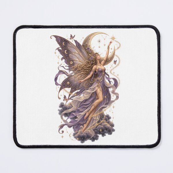 Item preview, Ethereal Moon Fairy Floating Among Stars and Stardust Celestial Fantasy Magical Wings Enchanted Night Sky Art designed and sold by SOUFIANE1991.