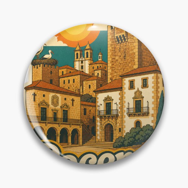 Item preview, Caceres Spain Travel Souvenir - Retro Illustration designed and sold by VisualArtsOasis.