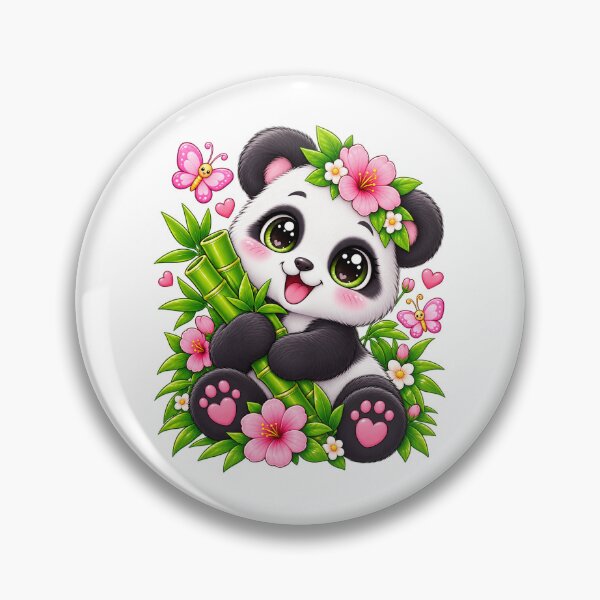 Item preview, Bamboo Panda – Cute Kawaii Panda with Flowers designed and sold by JPCuteDesign.