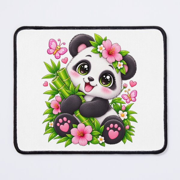 Item preview, Bamboo Panda – Cute Kawaii Panda with Flowers designed and sold by JPCuteDesign.