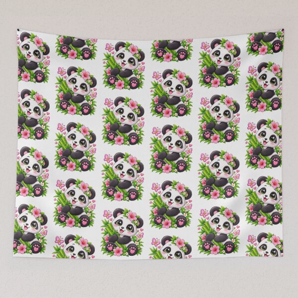 Item preview, Bamboo Panda – Cute Kawaii Panda with Flowers designed and sold by JPCuteDesign.