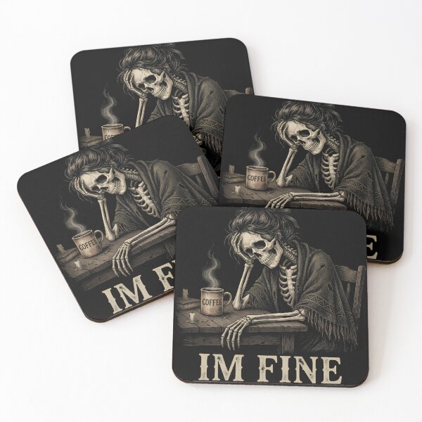Item preview, I'm Fine Everything Is Fine Skeleton Coffee designed and sold by w66aboo.