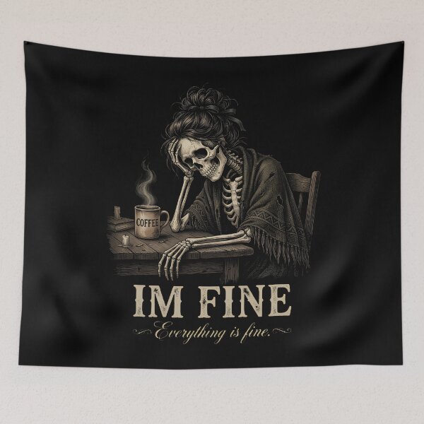 Item preview, I'm Fine Everything Is Fine Skeleton Coffee designed and sold by w66aboo.