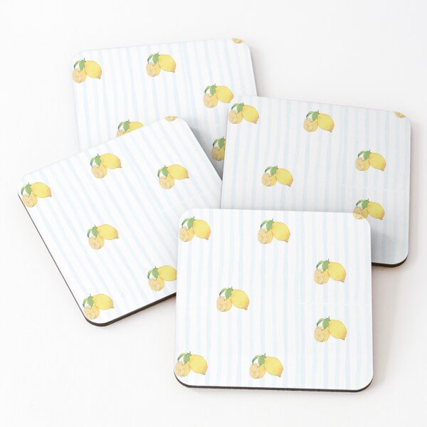 Item preview, Watercolor Lemon Pattern with Soft Blue Stripes designed and sold by Harsha Pinjani.