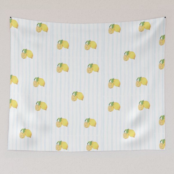 Item preview, Watercolor Lemon Pattern with Soft Blue Stripes designed and sold by Harsha Pinjani.