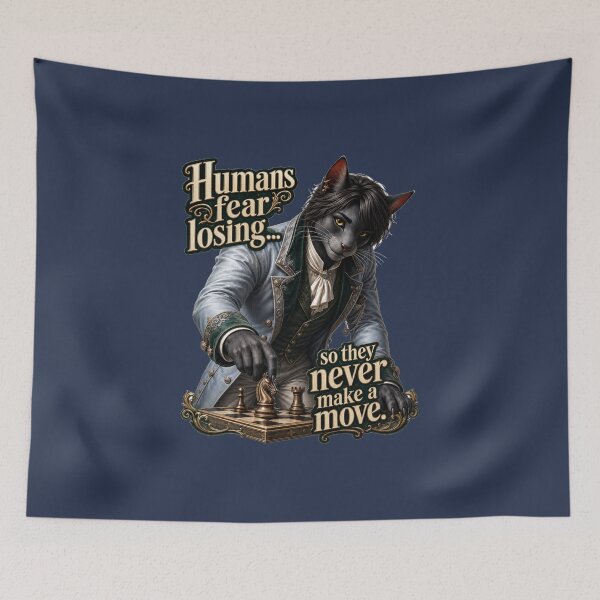 Item preview, Fear of Losing – Philosophical Cat Quote designed and sold by VolkovaLenaArt.