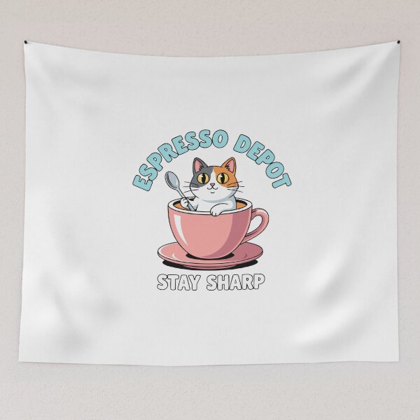 Item preview, Kawaii Calico Cat Espresso Depot Pop-Art T-Shirt designed and sold by mantra2023.