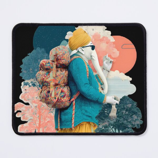 Item preview, Cool Walking Hiking Elephant Teal Cloak Mountain Papercut Art designed and sold by PANNARUK THAILAND.