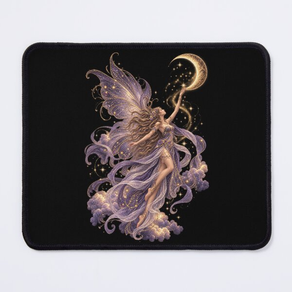 Item preview, Ethereal Moon Fairy Floating Among Stars and Stardust Celestial Fantasy Magical Wings Enchanted Night Sky Art designed and sold by SOUFIANE1991.