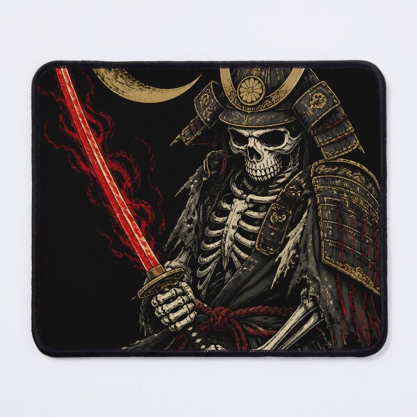 Item preview, Japanese Skeleton Samurai - Undead Warrior Ukiyo-e Red Katana Dark Art designed and sold by GrinGalore.