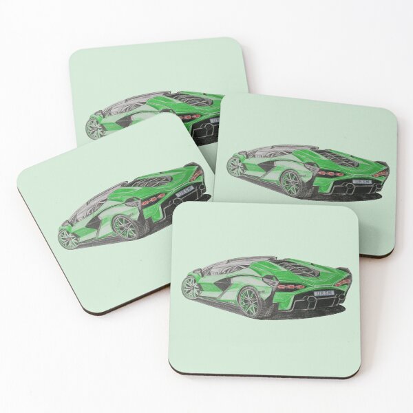 Item preview, Green Supercar Hand Drawn Colored Pencil Sketch designed and sold by URSM.