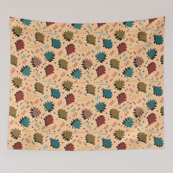 Item preview, Retro Autumn Leaves Memphis Pattern Design designed and sold by Zaya_art.