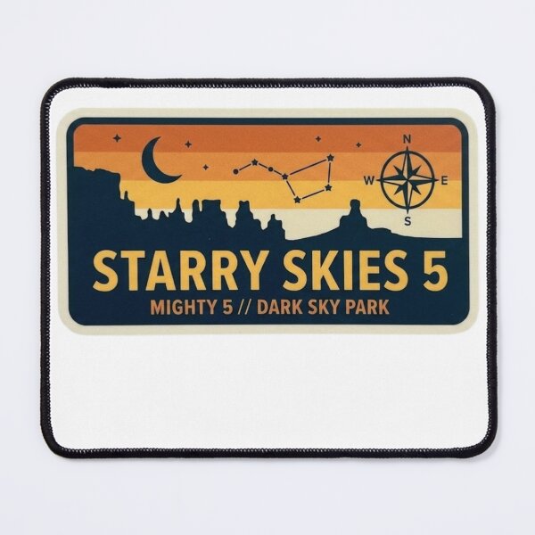 Item preview, Mighty 5 Utah Dark Sky Park Starry Skies Sunset Badge designed and sold by LittleArij.