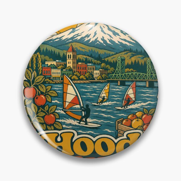 Item preview, Hood River USA Travel Souvenir - Retro Illustration designed and sold by VisualArtsOasis.